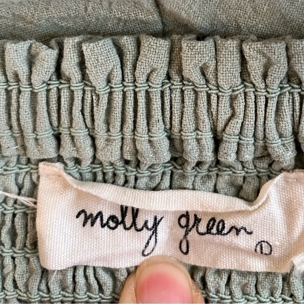 Molly Green Smocked Romper with Tie Straps & Pockets (Large) - Picture 5 of 8